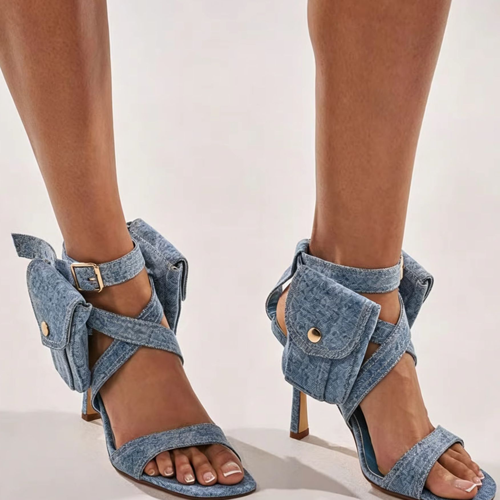 Street Fashion Y2K - Vrouwen Blauw Denim Zak Enkelbandje Sexy