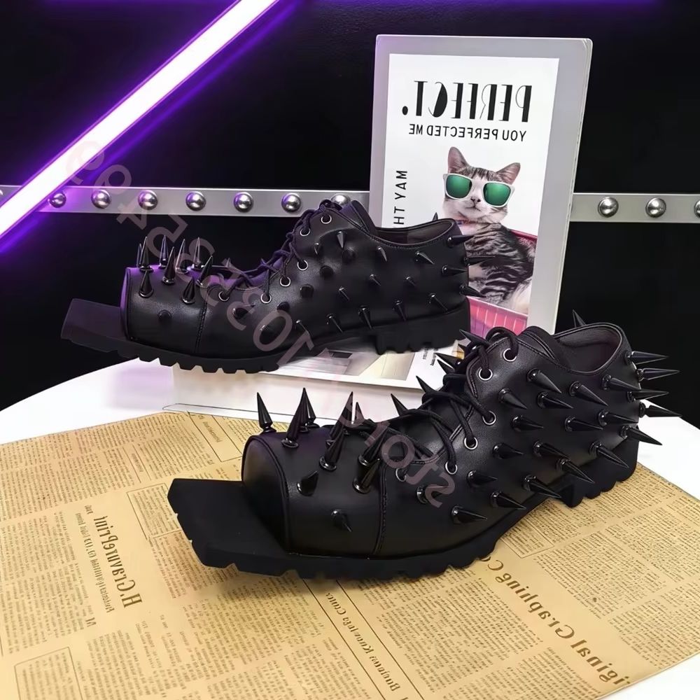 Dames Zwarte Leren Hog Toe Boo - Street Fashion Y2K recensie en prijs